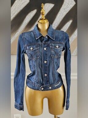 Vintage Y2K Juicy Couture Jeans Women’s Small Denim Jacket Embroidered Patch Y2K
